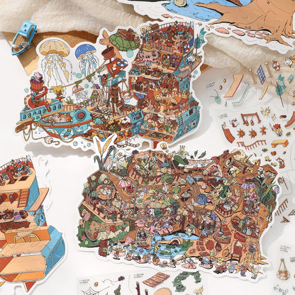 Sunken Secrets 3D Sticker | 2 Cute Miniature Scenes