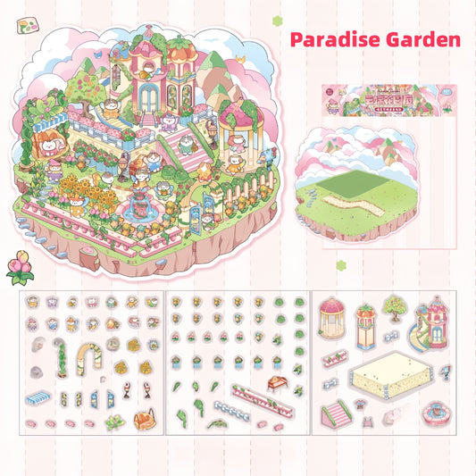 Mystic Meowlands 3D Sticker | 4 Cute Miniature Scenes