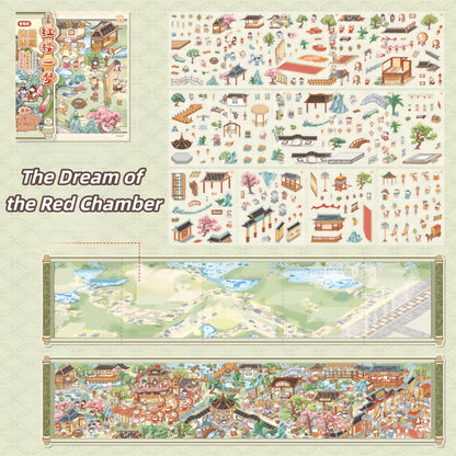 Dual Epics of Civilization 3D Sticker | 2 Cute Miniature Scenes