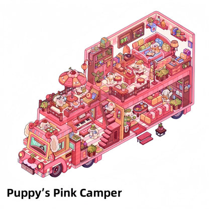 Critter Caravan 3D Sticker | 4 Cute Miniature Scenes