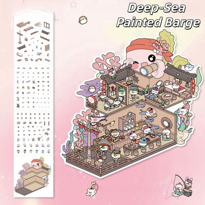 Cute Tales 3D Sticker | 4 Cute Miniature Scenes