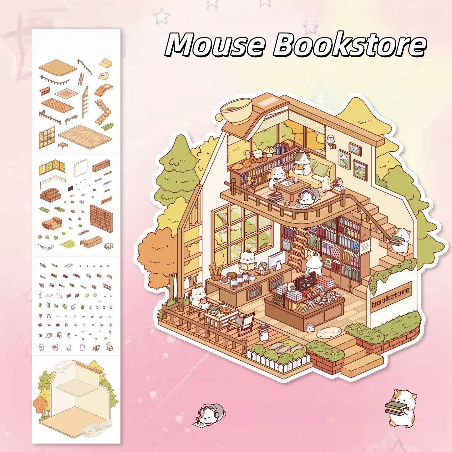 Cute Tales 3D Sticker | 4 Cute Miniature Scenes