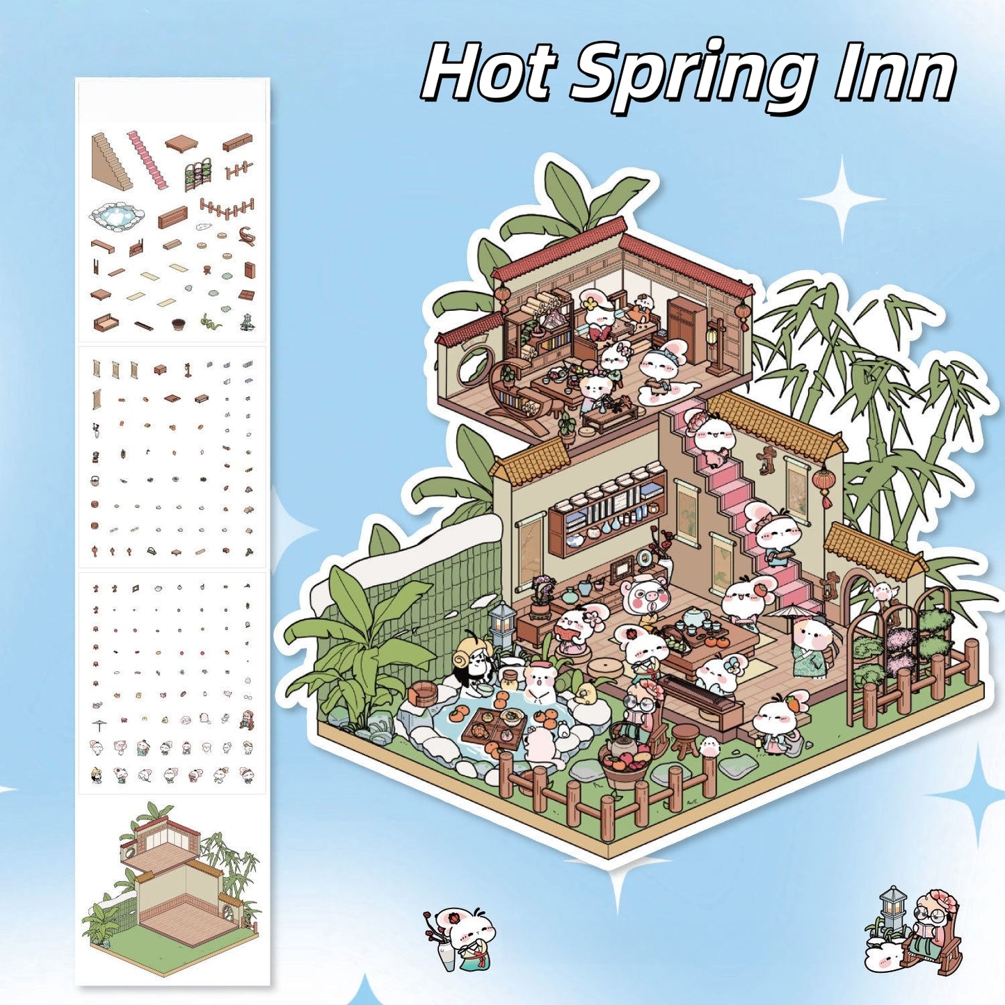 Cute Tales 3D Sticker | 4 Cute Miniature Scenes