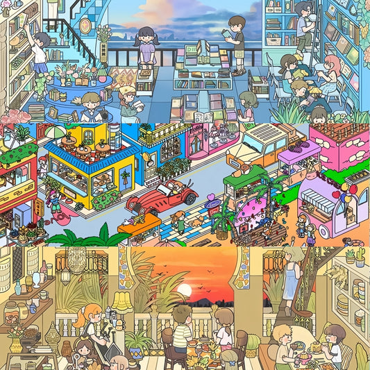 Vivid Town 3D Sticker | 3 Cute Miniature Scenes