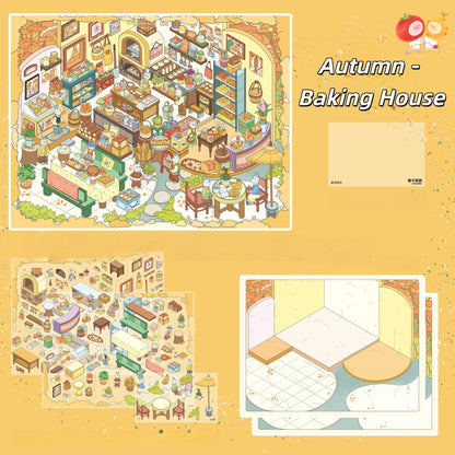 Warm Daily 3D Sticker | 4 Cute Miniature Scenes