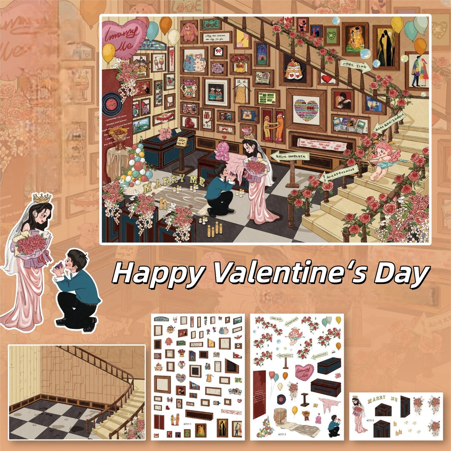 Celebration Moment 3D Sticker | 3 Cute Miniature Scenes