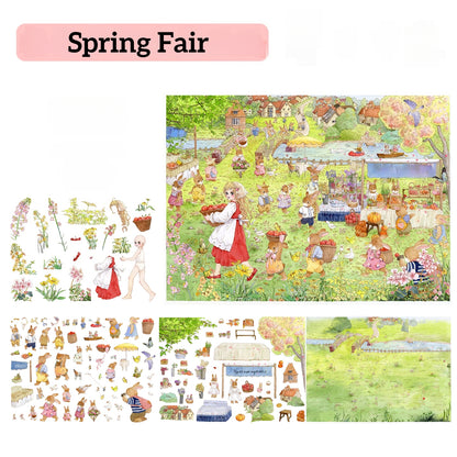 Watercolor Fairy Tale 3D Sticker | 3 Cute Miniature Scenes