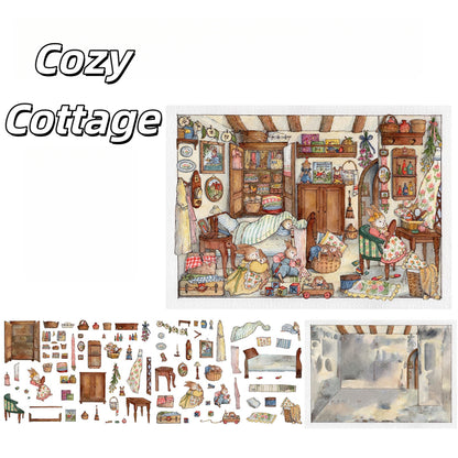 Hand-drawn Fairytale 3D Sticker | 4 Cute Miniature Scenes