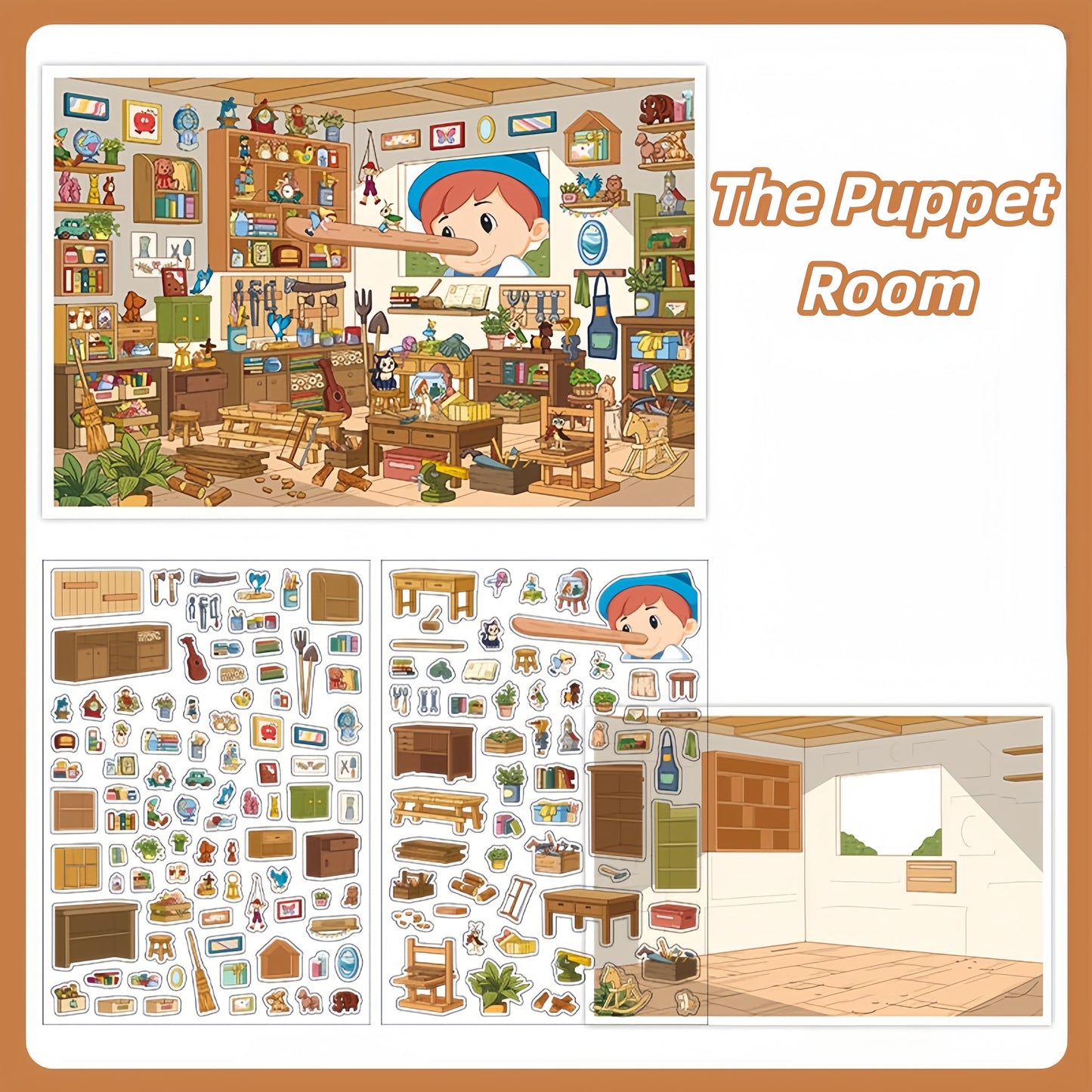 Whimsical Rooms 3D Sticker | 4 Cute Miniature Scenes