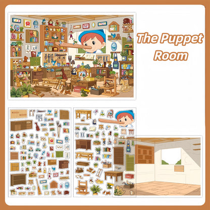 Whimsical Rooms 3D Sticker | 4 Cute Miniature Scenes