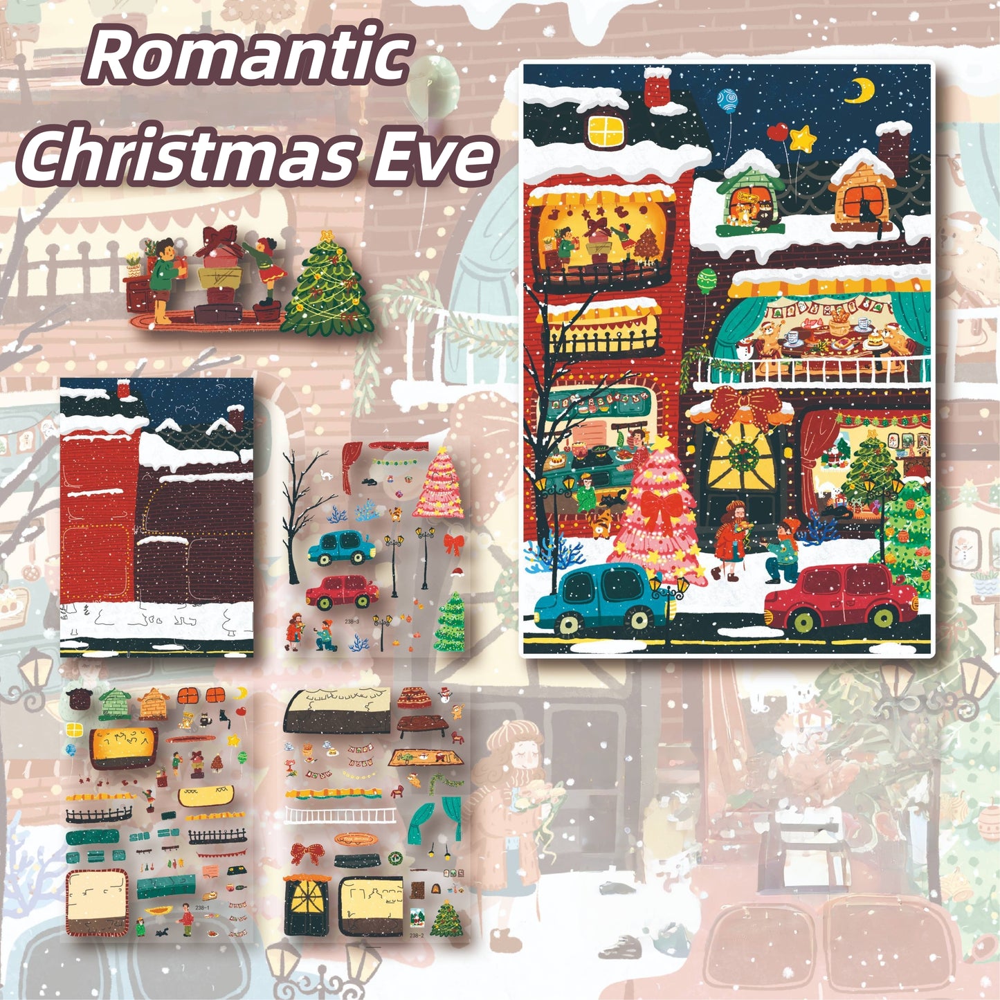 A Cozy Christmas 3D Sticker | 3 Cute Miniature Scenes