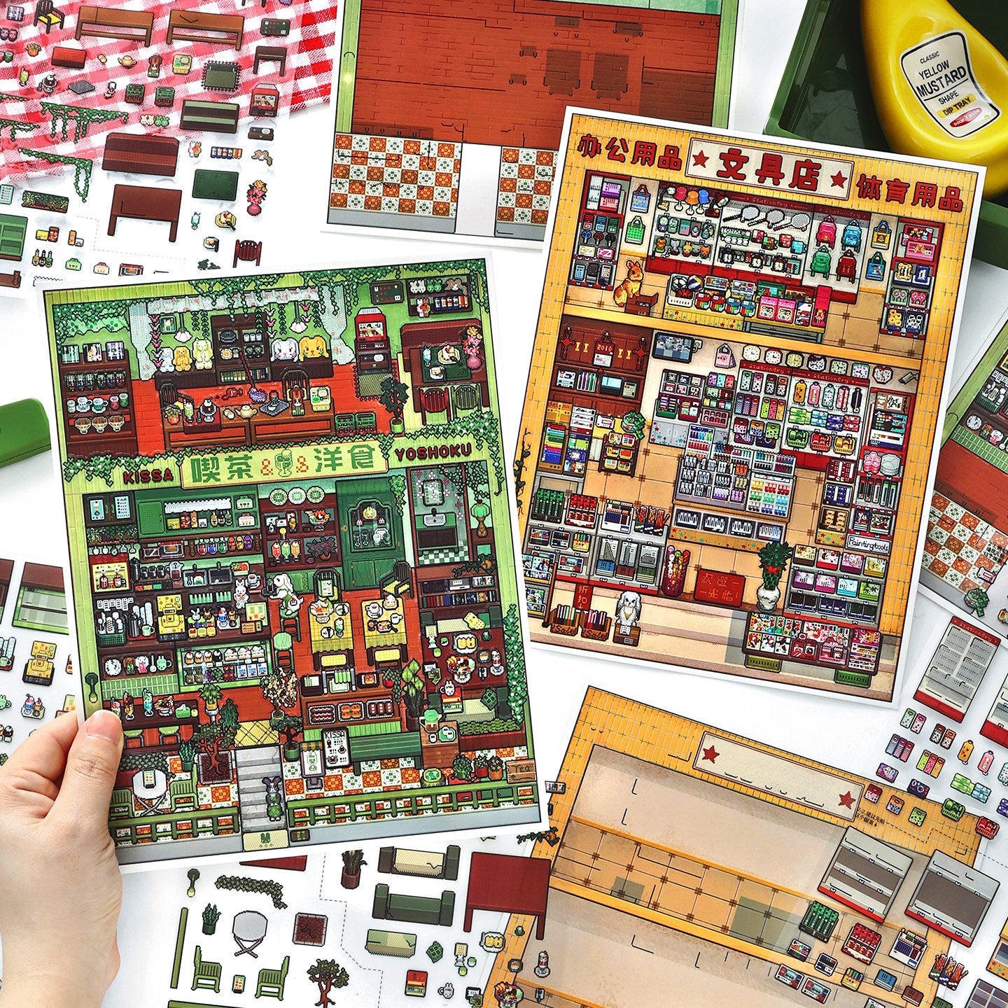 Little Shops 3D Sticker | 2 Cute Miniature Scenes
