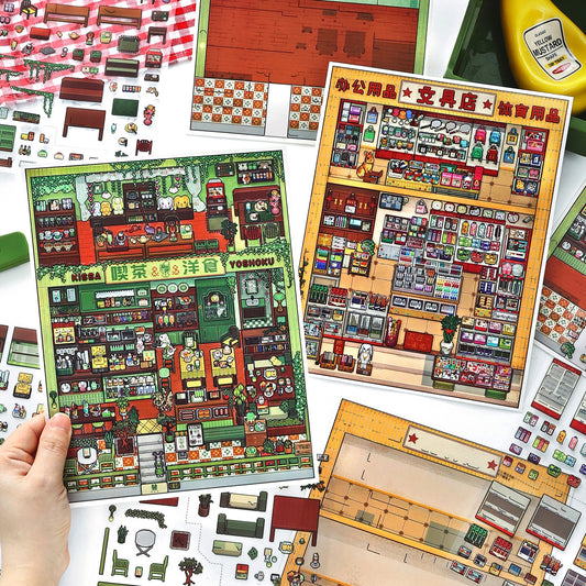 Little Shops 3D Sticker | 2 Cute Miniature Scenes