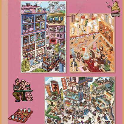 Cantonese Street Life 3D Sticker | 3 Cute Miniature Scenes