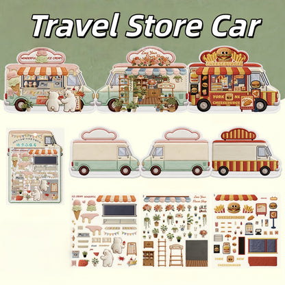 Embroidery Shop 3D Sticker | 4 Cute Miniature Scenes