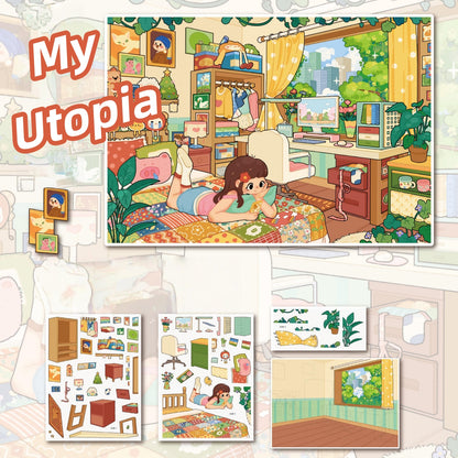 Leisure Hours 3D Sticker | 4 Cute Miniature Scenes