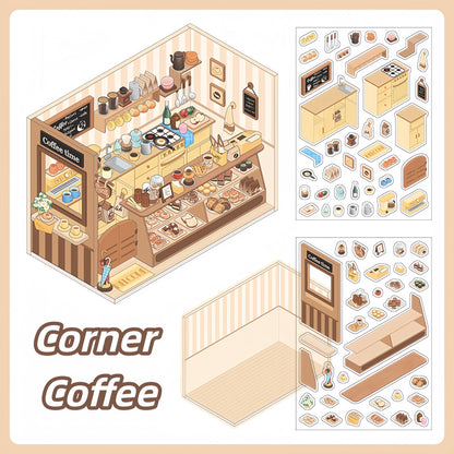 Small Corner Series 3D Sticker | 4 Cute Miniature Scenes