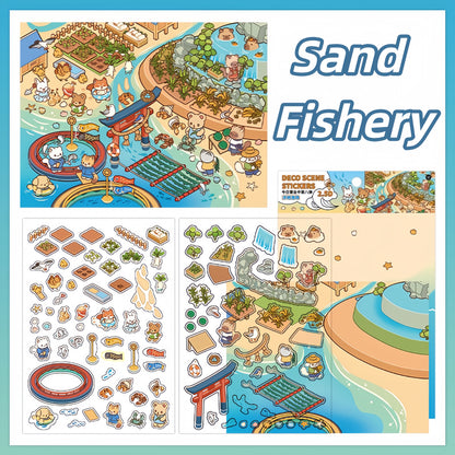 Simulation Management 3D Sticker | 4 Cute Miniature Scenes