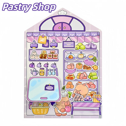 Street Corner Store 3D Sticker | 4 Cute Miniature Scenes