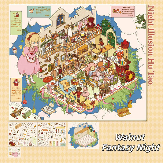 Walnut Fantasy Night 3D Sticker