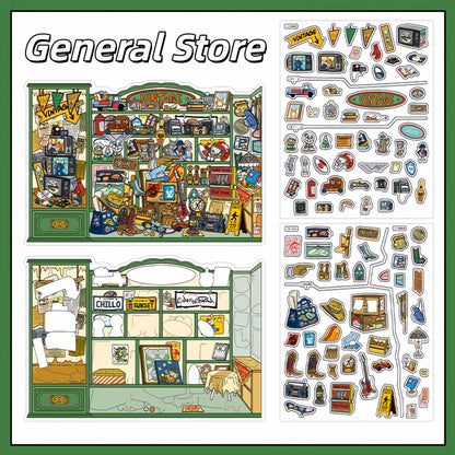 Little Stores 3D Sticker | 4 Cute Miniature Scenes