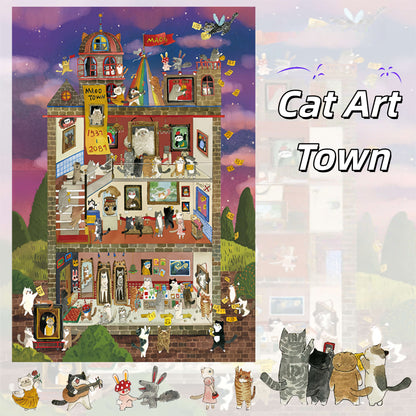 Meow Dream Town 3D Sticker | 6 Cute Miniature Scenes
