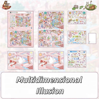 Whimsical Life 3D Sticker | 2 Cute Miniature Scenes