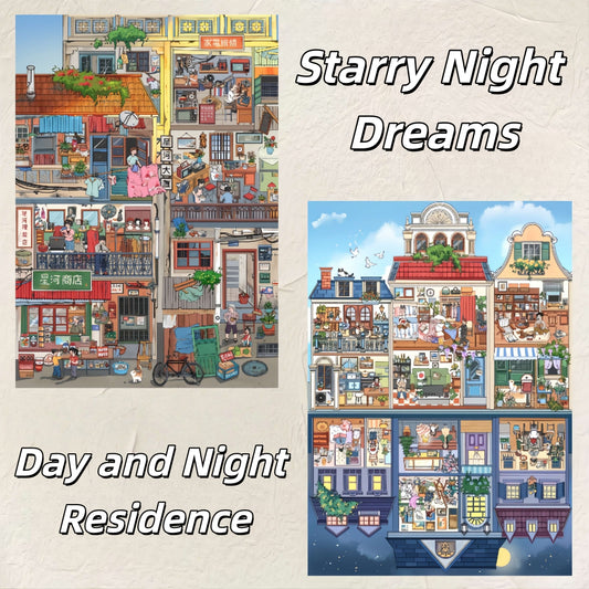 Old Residence 3D Sticker | 2 Cute Miniature Scenes