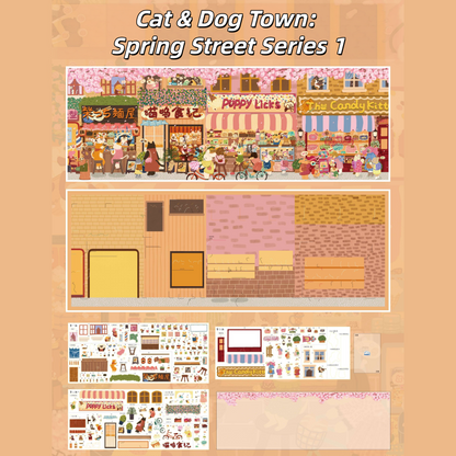 Cat & Dog Town 3D Sticker | 3 Cute Miniature Scenes