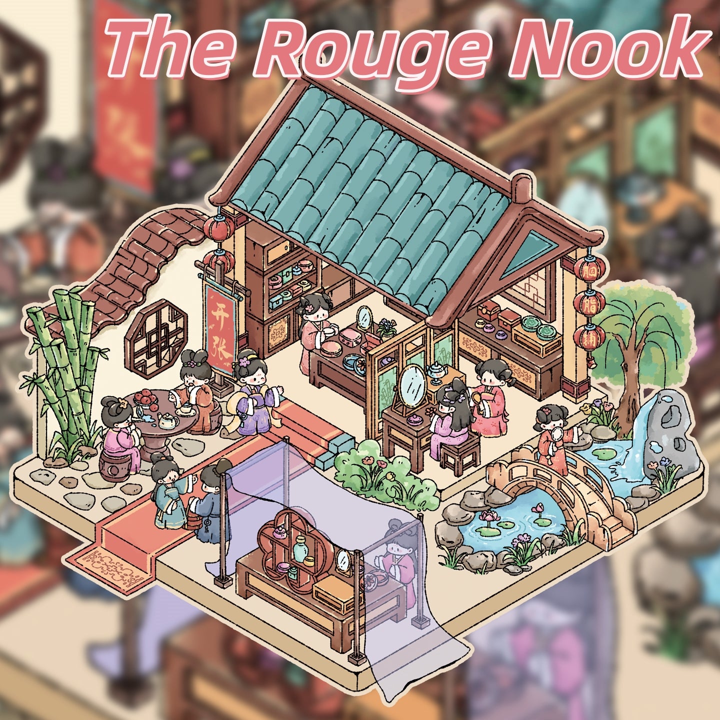 Ancient Chinese Life 3D Sticker | 4 Cute Miniature Scenes