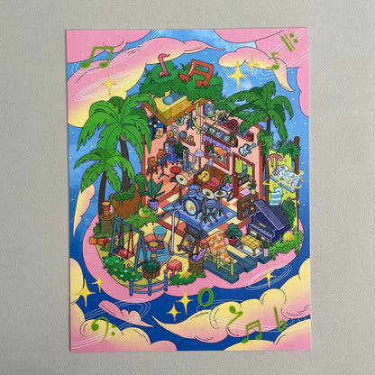 Beyond The Clouds 3D Sticker | 4 Cute Miniature Scenes