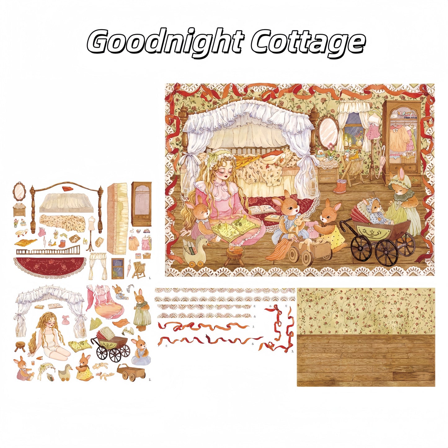 Watercolor Fairy Tale 3D Sticker | 4 Cute Miniature Scenes