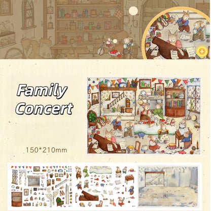 Warm Gatherings 3D Sticker | 4 Cute Miniature Scenes
