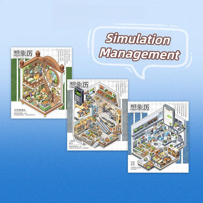 Simulation Management 3D Sticker | 3 Cute Miniature Scenes