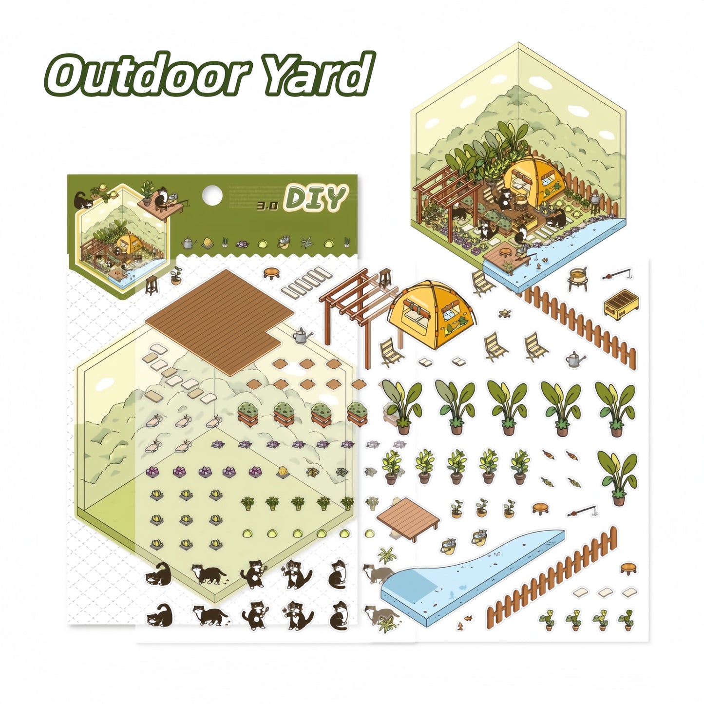 My House 3D Sticker | 4 Cute Miniature Scenes