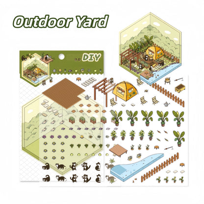 My House 3D Sticker | 4 Cute Miniature Scenes