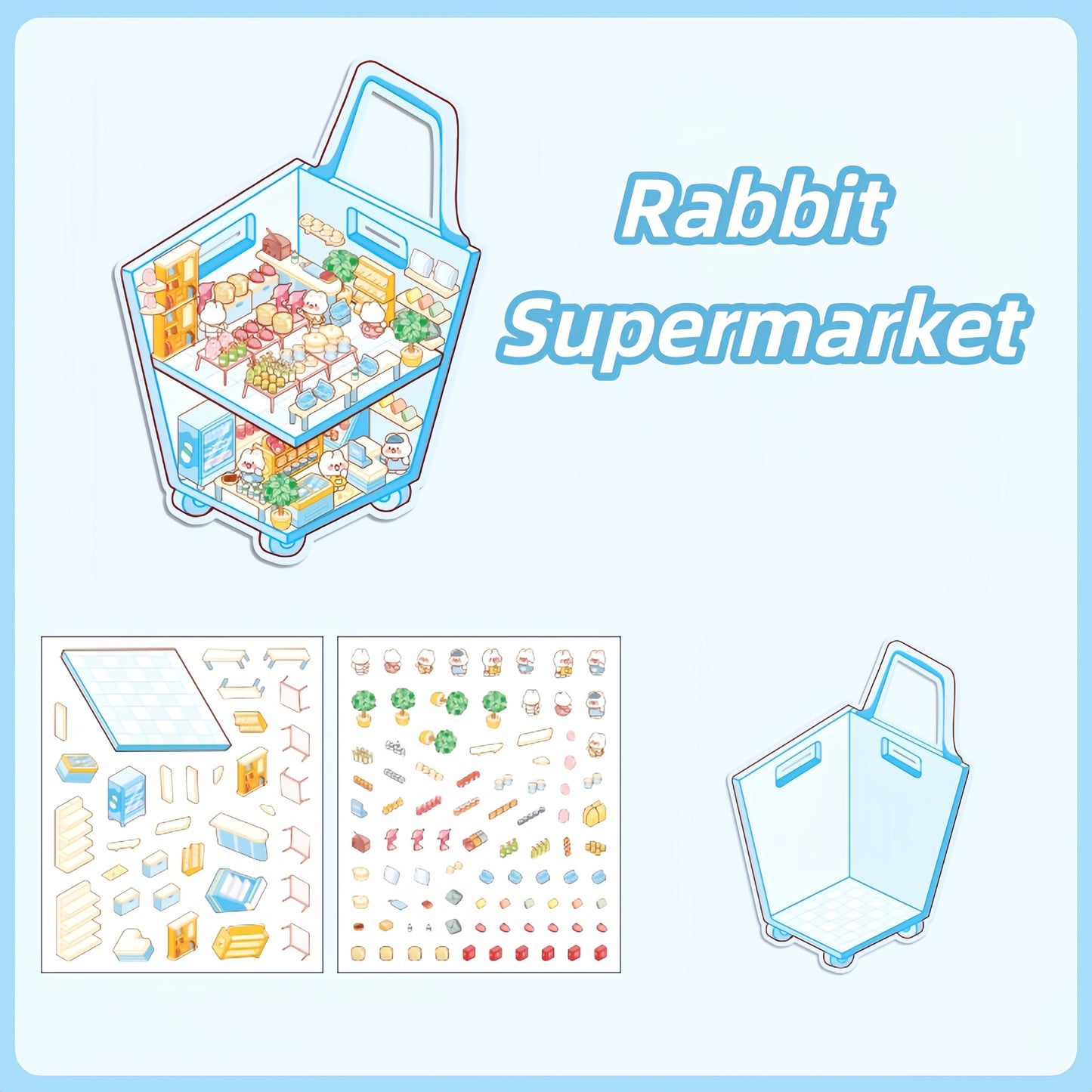 Paw's Shop 3D Sticker | 4 Cute Miniature Scenes