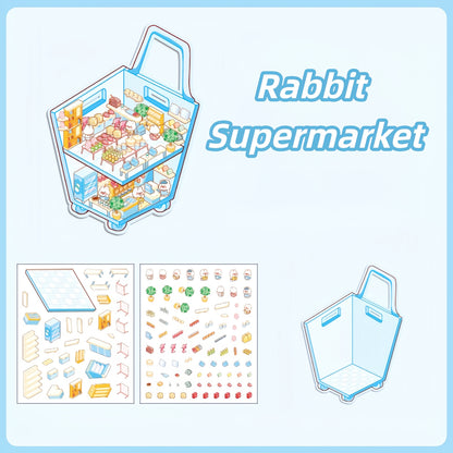 Paw's Shop 3D Sticker | 4 Cute Miniature Scenes