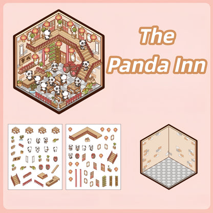 Panda Shop 3D Sticker | 4 Cute Miniature Scenes