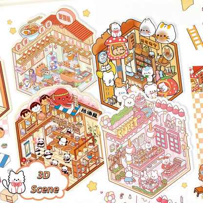 Little Wonder Rooms 3D Sticker | 4 Cute Miniature Scenes
