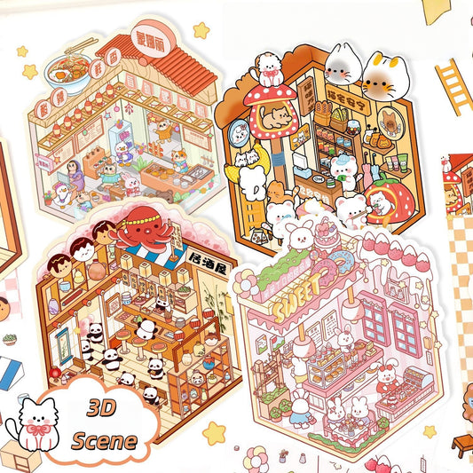 Little Wonder Rooms 3D Sticker | 4 Cute Miniature Scenes