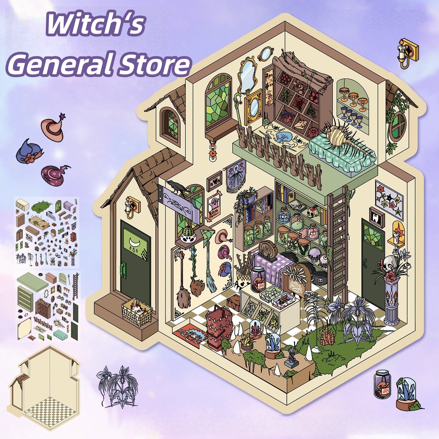 Verdant Vibes 3D Sticker | 4 Cute Miniature Scenes