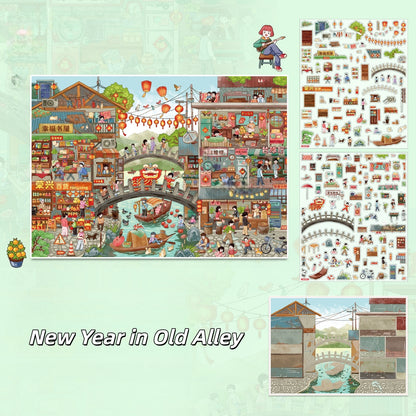 Happy New Year 3D Sticker | 4 Cute Miniature Scenes