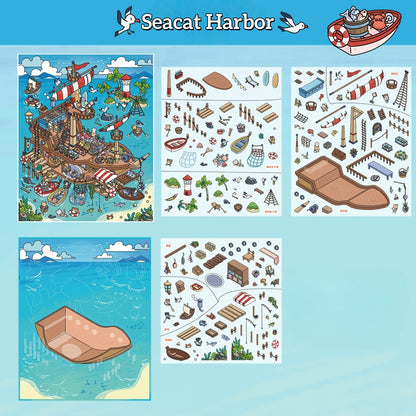 Seacat World 3D Sticker | 6 Cute Miniature Scenes