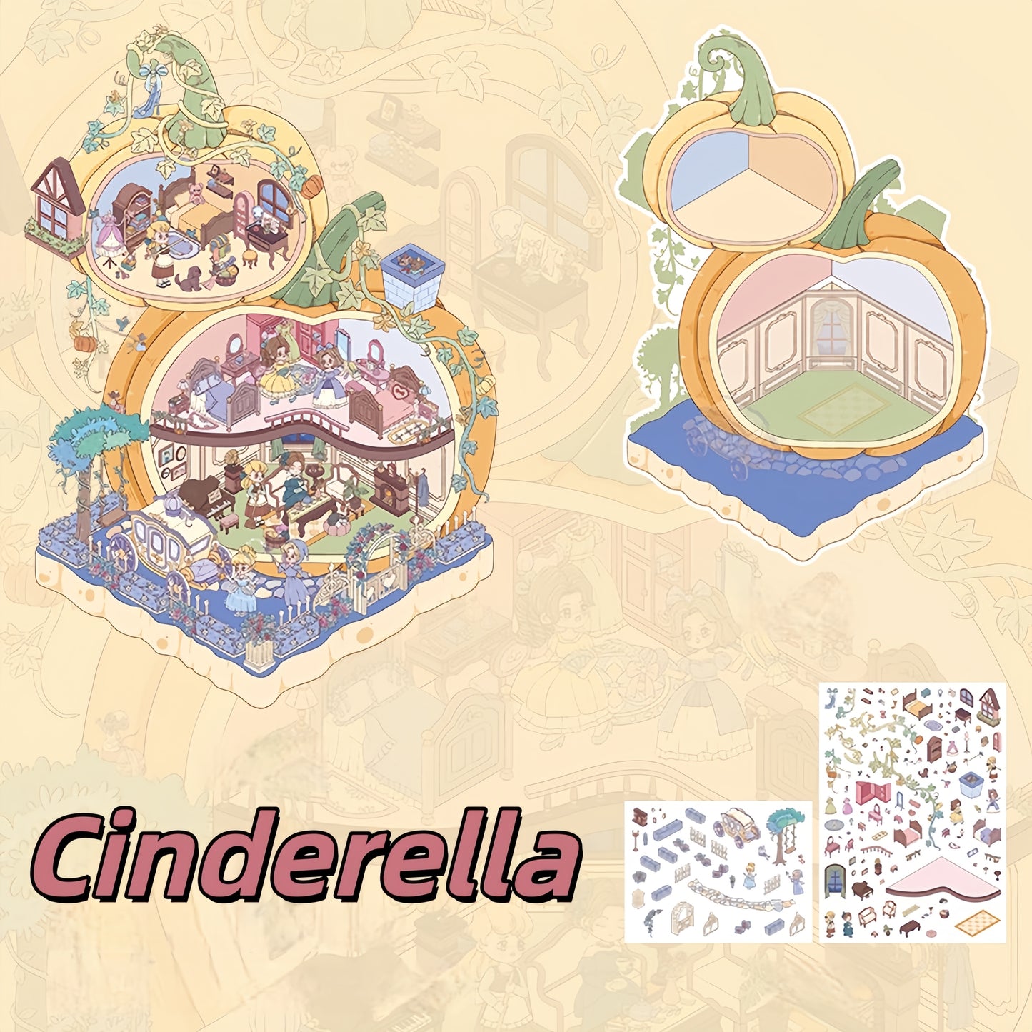 Fairy Tales Cottage 3D Sticker | 5 Cute Miniature Scenes