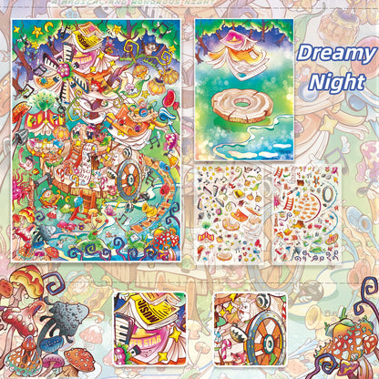 Dreamy Night Talk 3D Sticker | 5 Cute Miniature Scenes