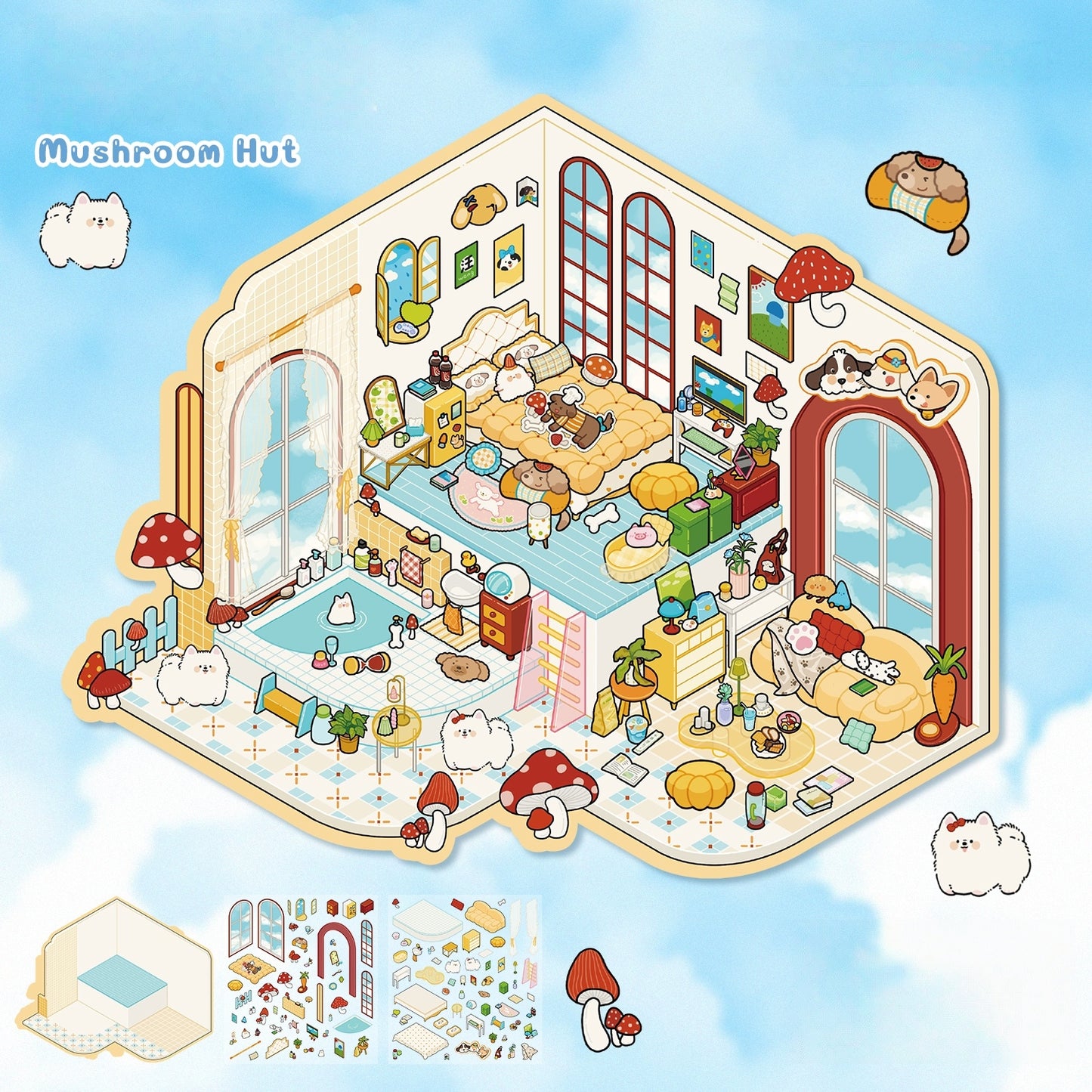 Dream Villa 3D Sticker | 4 Cute Miniature Scenes