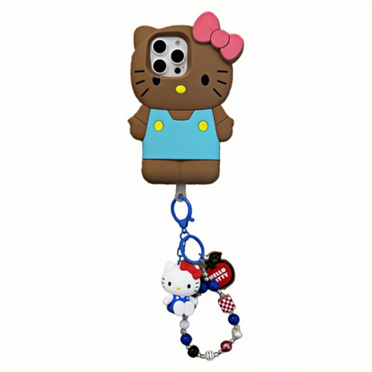3D White & Black Cat Silicone Phone Case