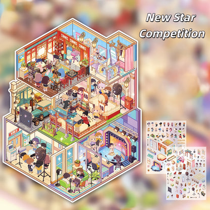 Reality Show 3D Sticker | 4 Cute Miniature Scenes