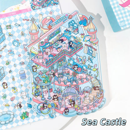 MiniVerse Mansion 3D Sticker | 4 Cute Miniature Scenes